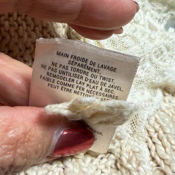 ANTHROPOLOGIE KNIT & LACE SWEATER VEST BOHO COTTAGE CORE KNITTED & KNOTTED XS S - Picture 7 of 7